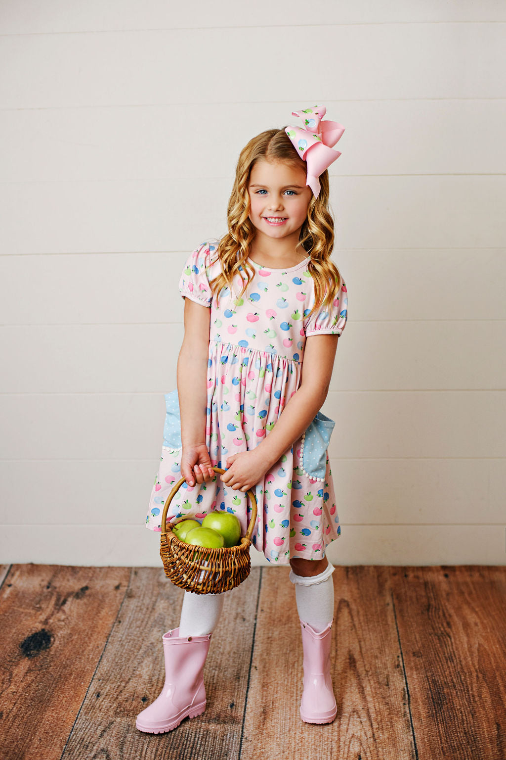 Swoon Baby Pastel Apple Pocket Dress