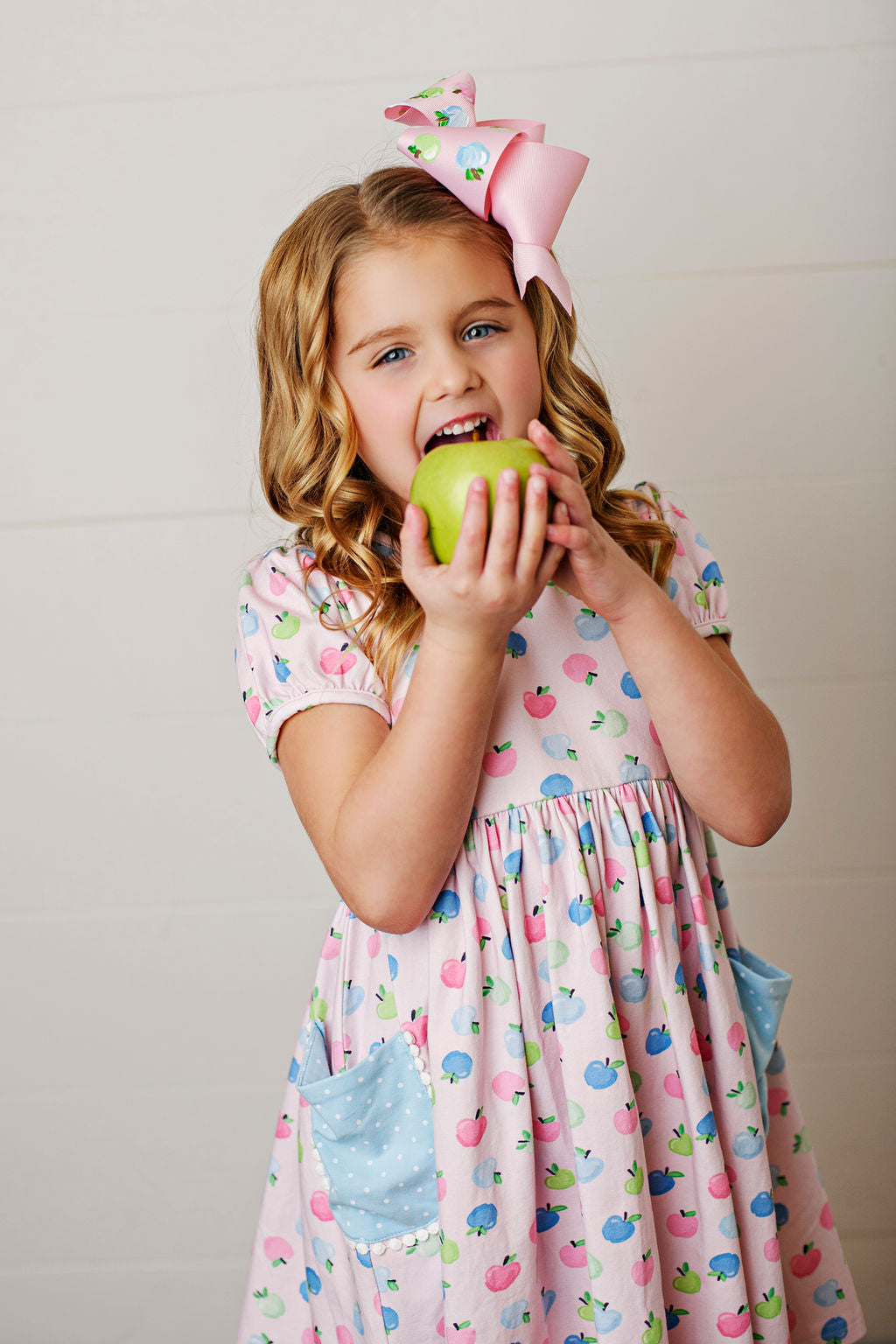 Swoon Baby Pastel Apple Pocket Dress