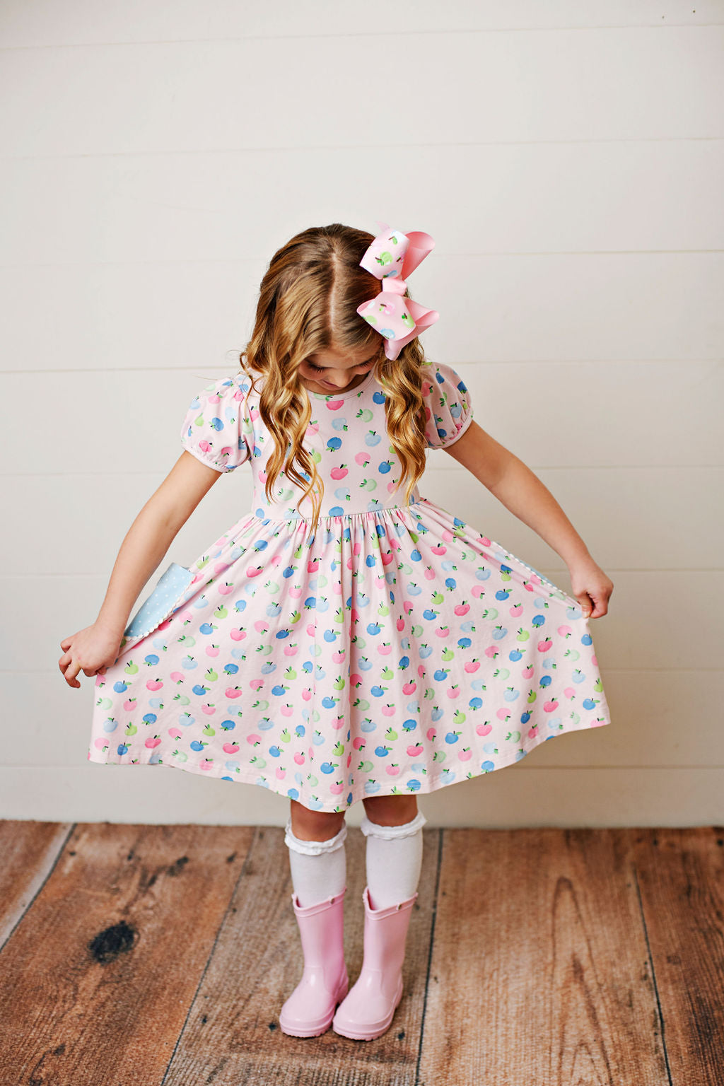 Swoon Baby Pastel Apple Pocket Dress