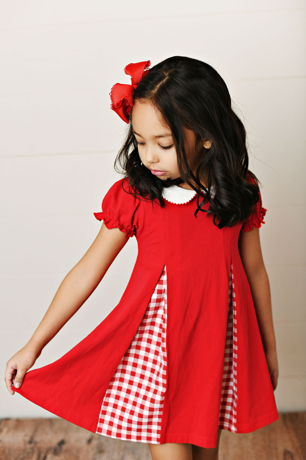 Swoon Baby Game Day Red Gingham Pleat Dress