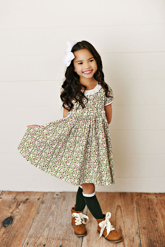 Swoon Baby Cranberry Ditsy Floral Gwen Tab Dress