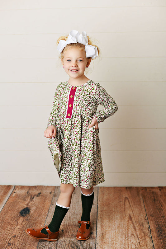 Swoon Baby Cranberry Ditsy Floral Petal Dress