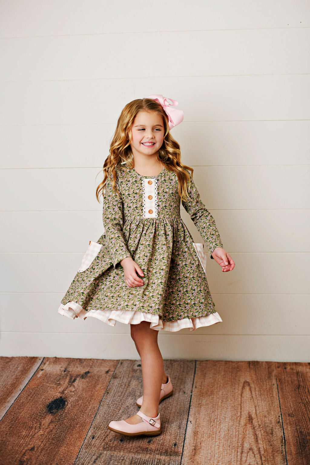 Swoon Baby Olive Ditsy Floral Bliss Pocket Dress