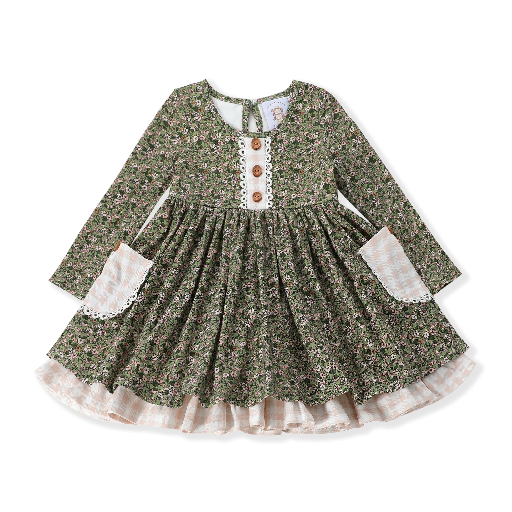 Swoon Baby Olive Ditsy Floral Bliss Pocket Dress