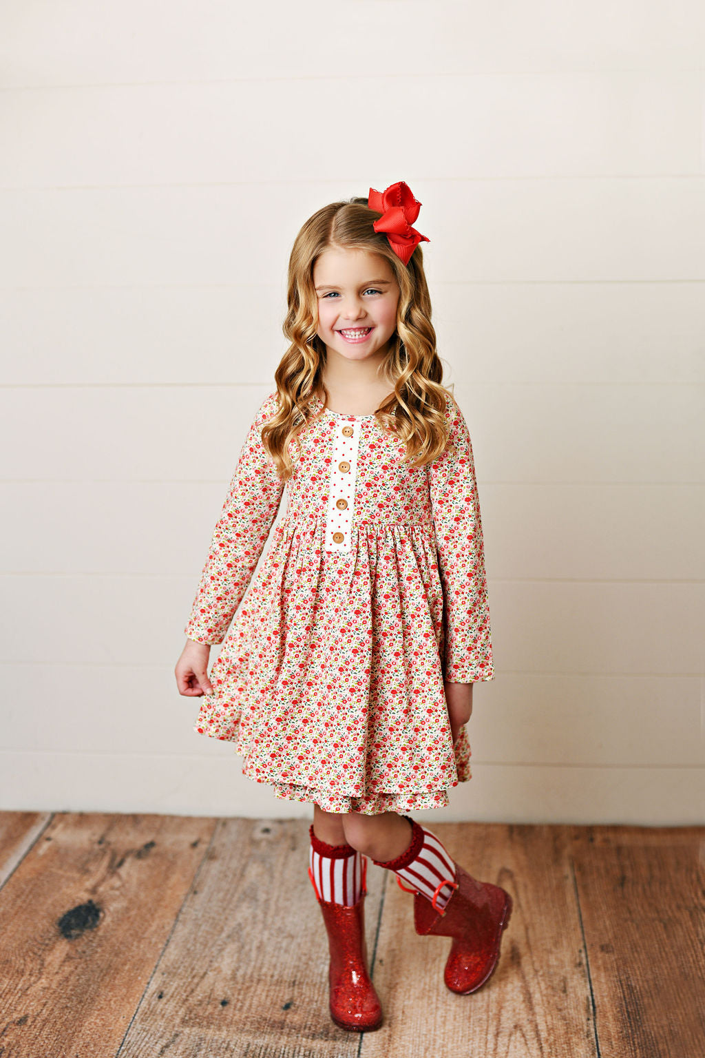 Swoon Baby Holiday Ditsy Petal Layered Dress