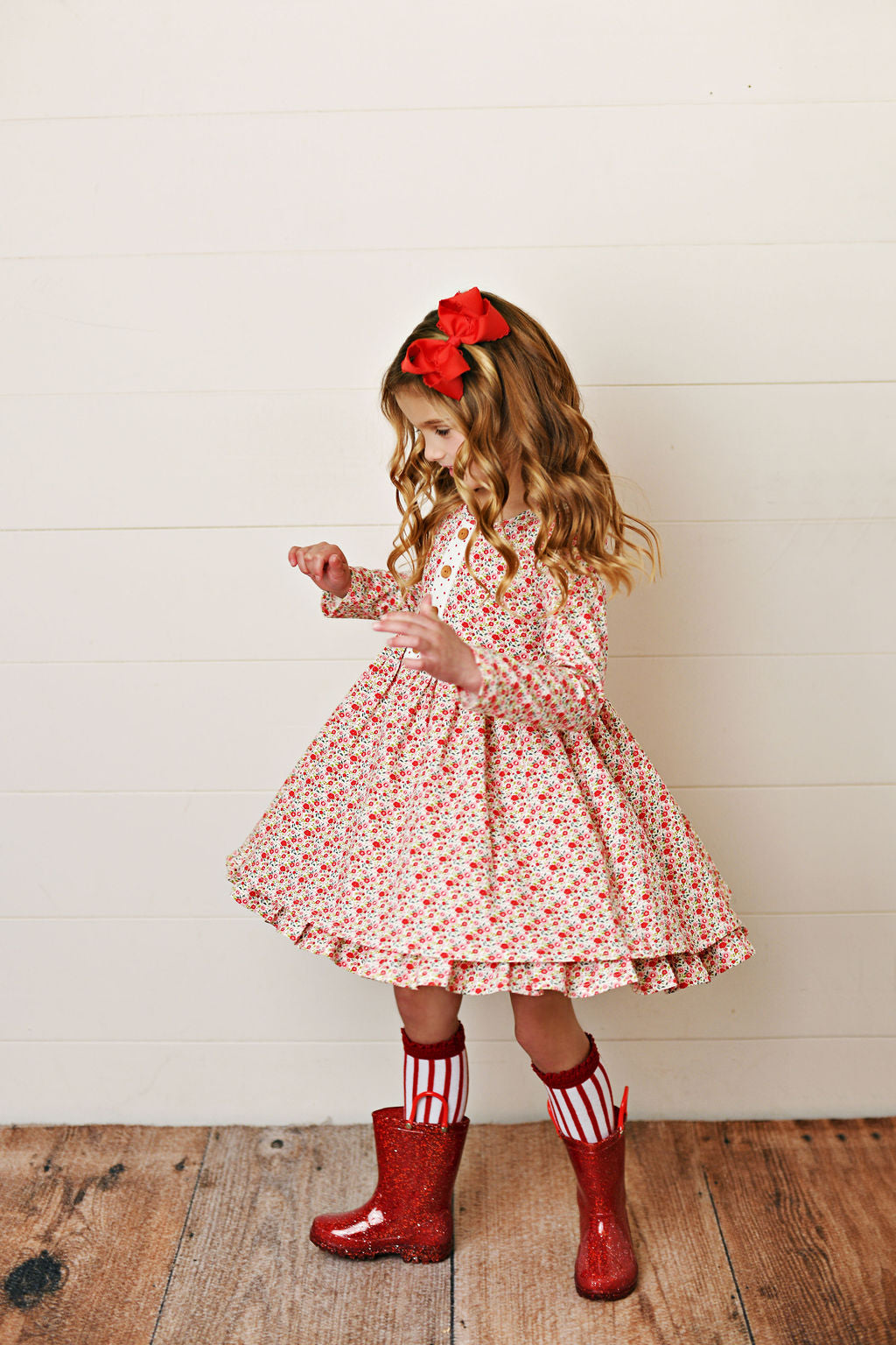 Swoon Baby Holiday Ditsy Petal Layered Dress