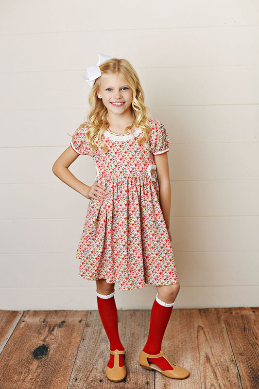 Swoon Baby Holiday Ditsy Gwen Eyelet Trim Dress