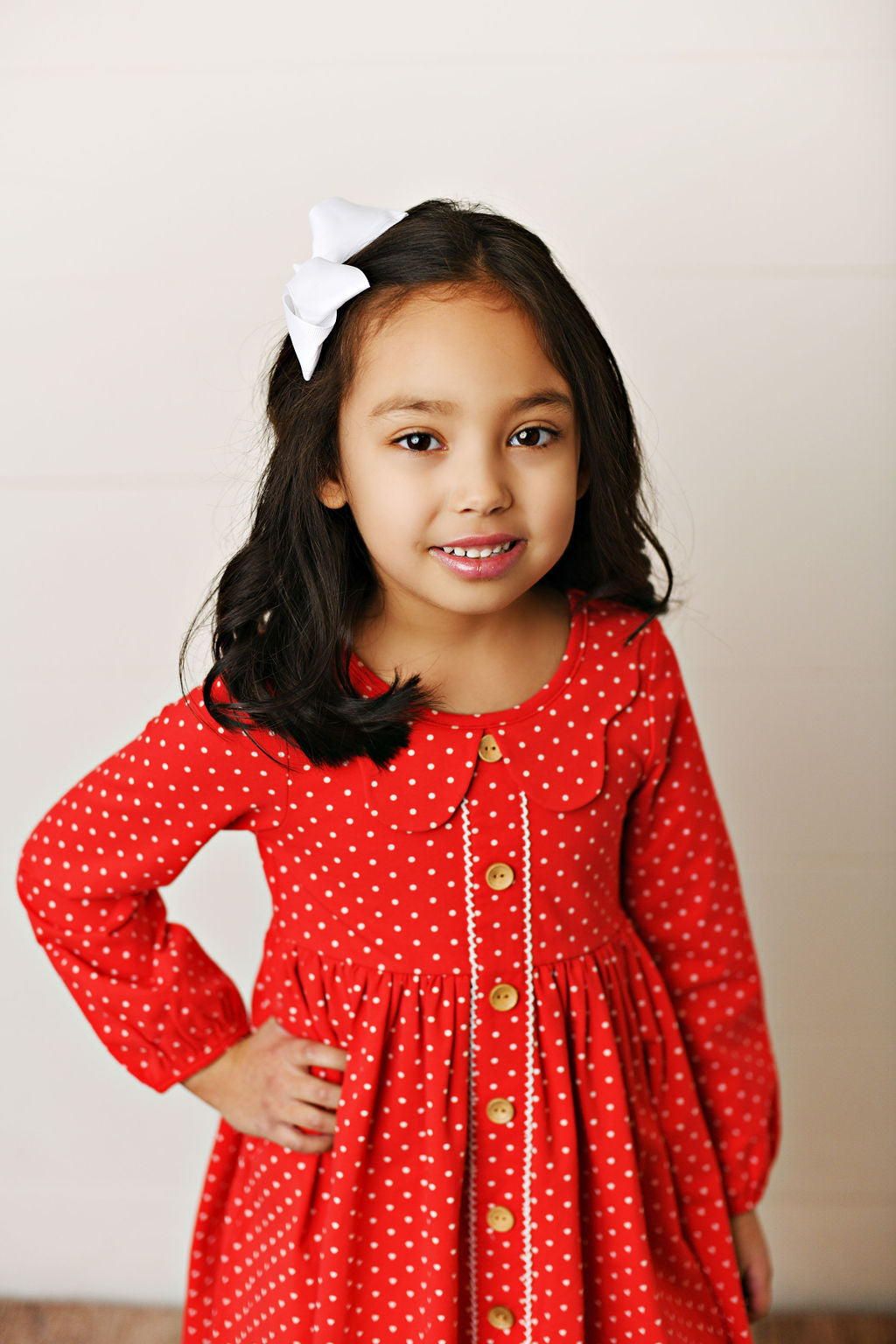 Swoon Baby Holiday Ditsy Dottie Picot Trim Dress