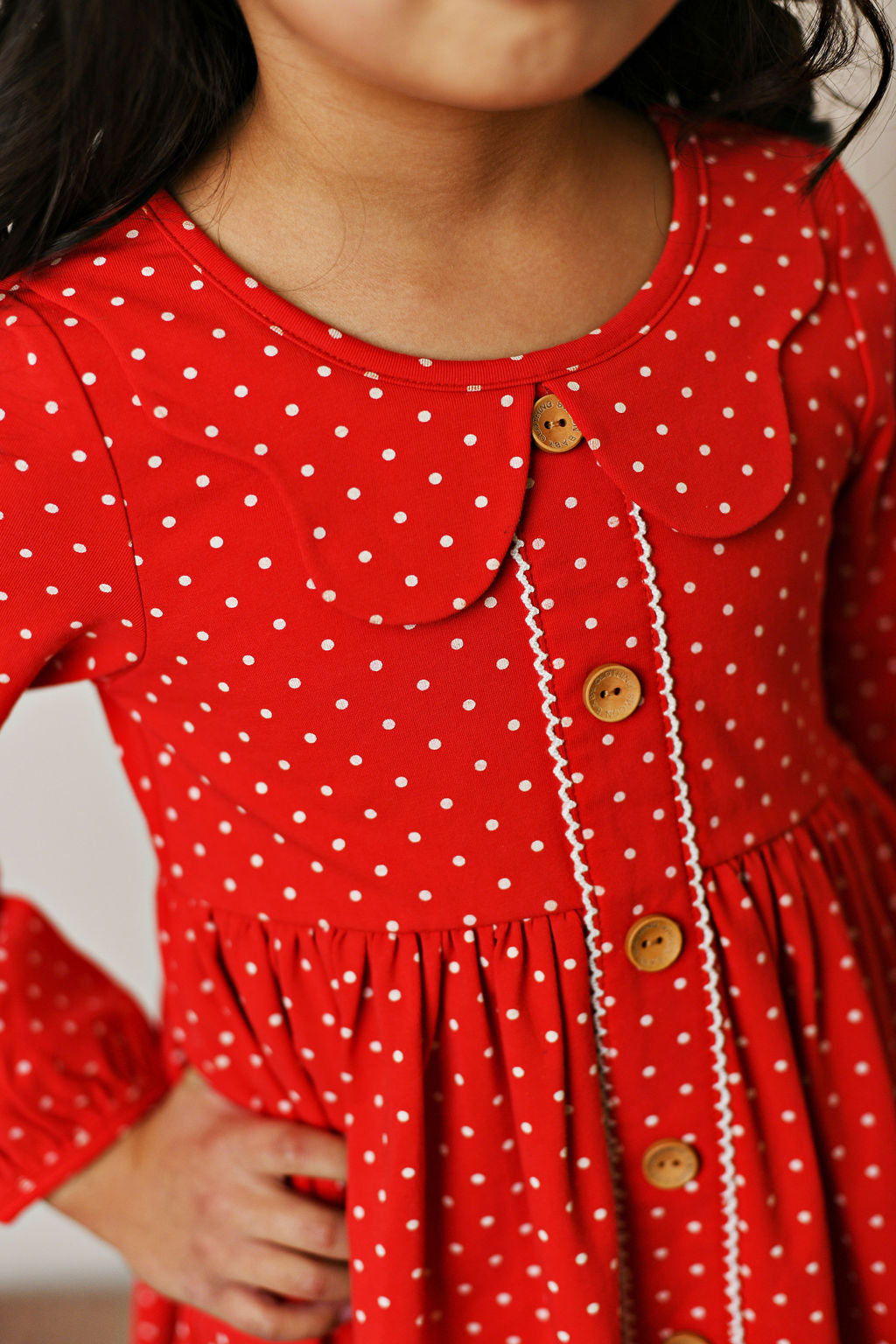 Swoon Baby Holiday Ditsy Dottie Picot Trim Dress