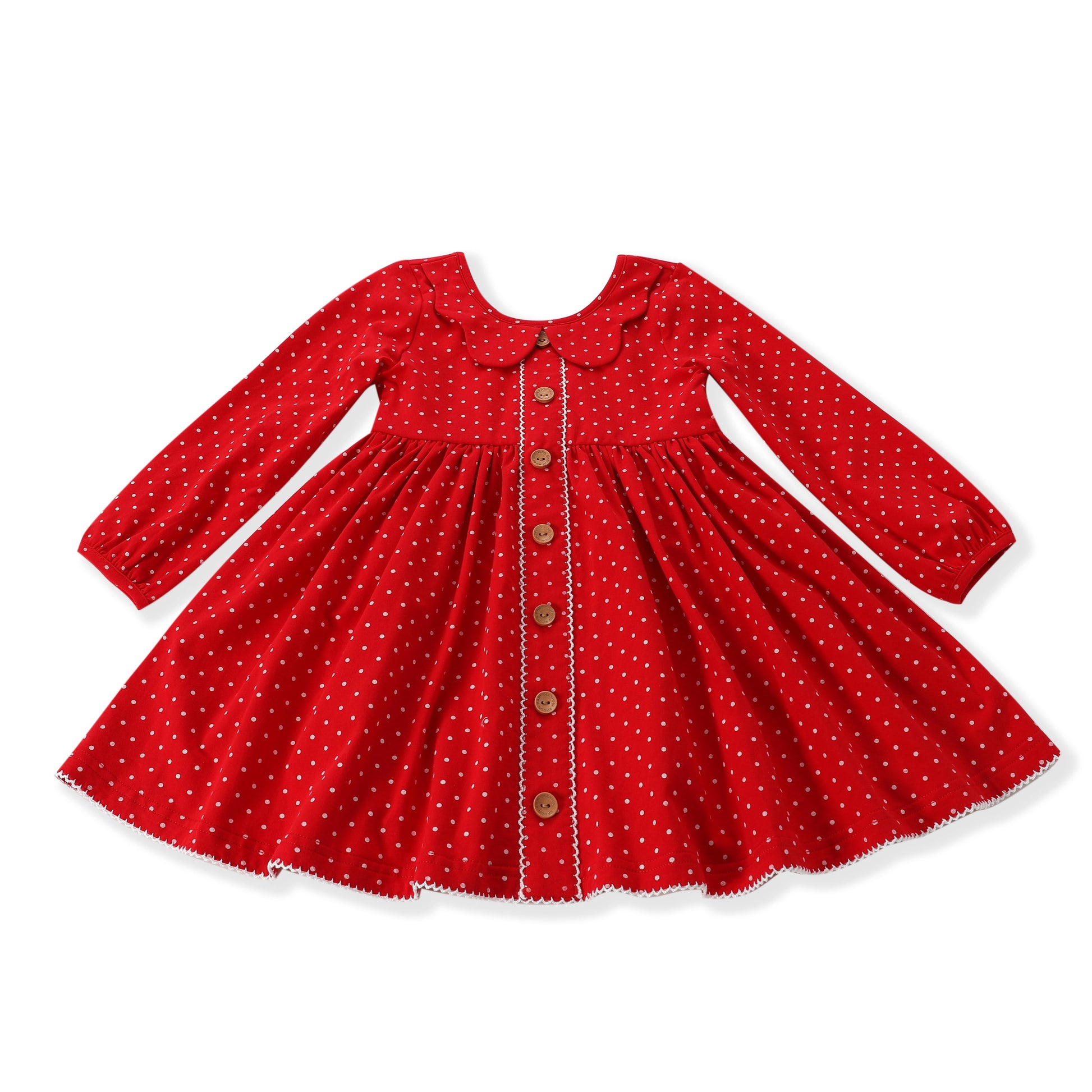 Swoon Baby Holiday Ditsy Dottie Picot Trim Dress