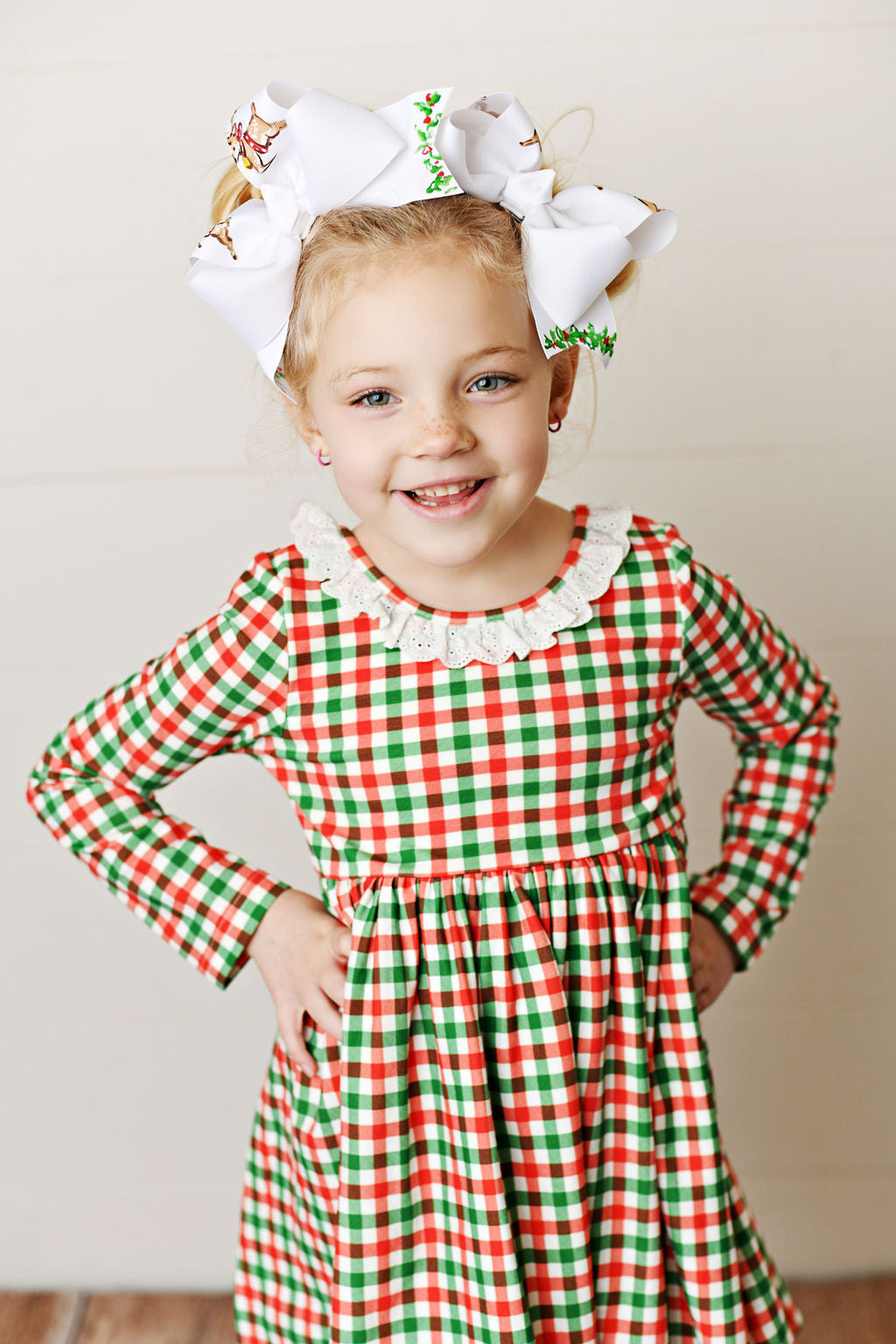 Swoon Baby Pine Holiday Gingham Twirl Dress