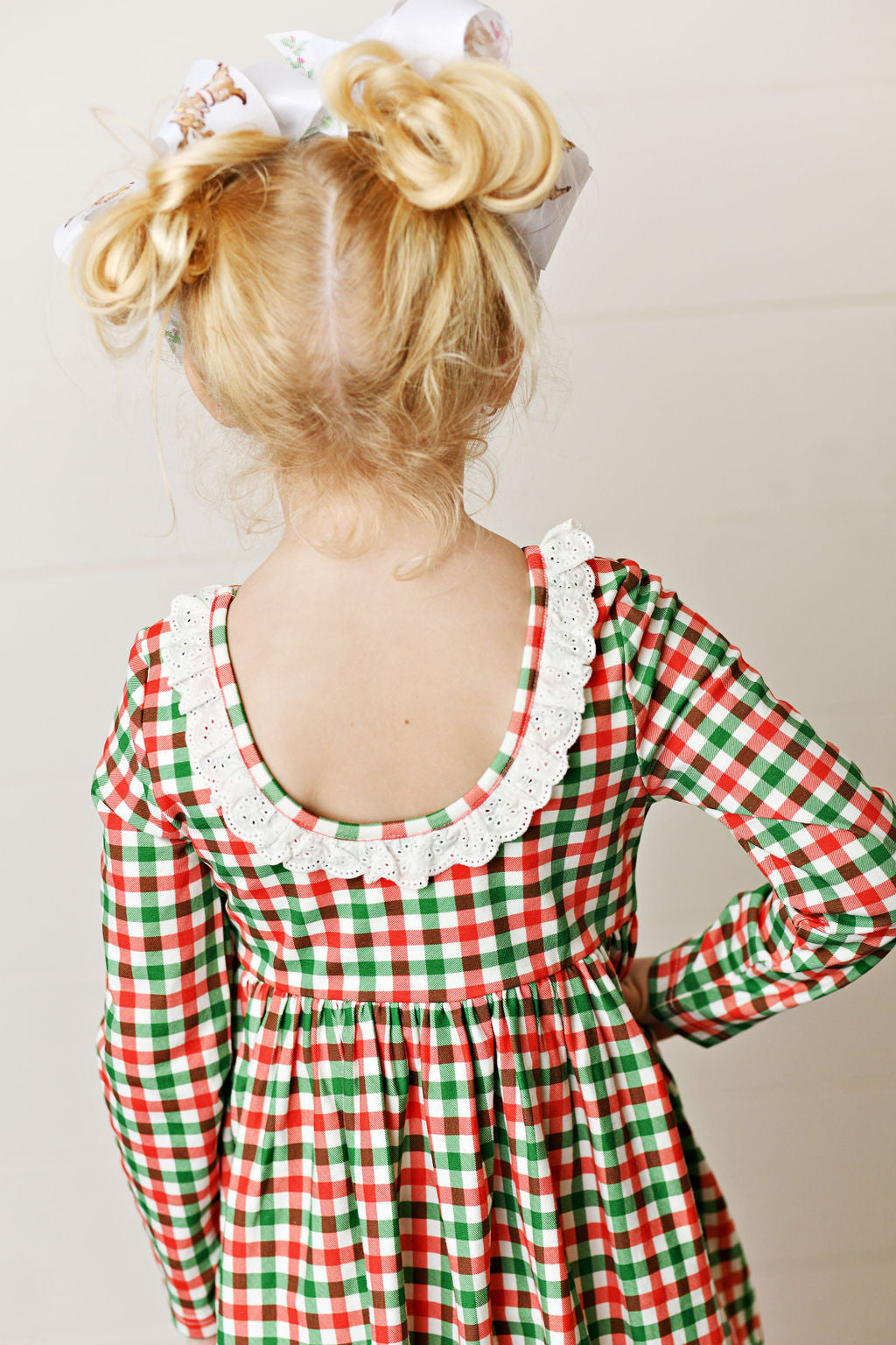 Swoon Baby Pine Holiday Gingham Twirl Dress