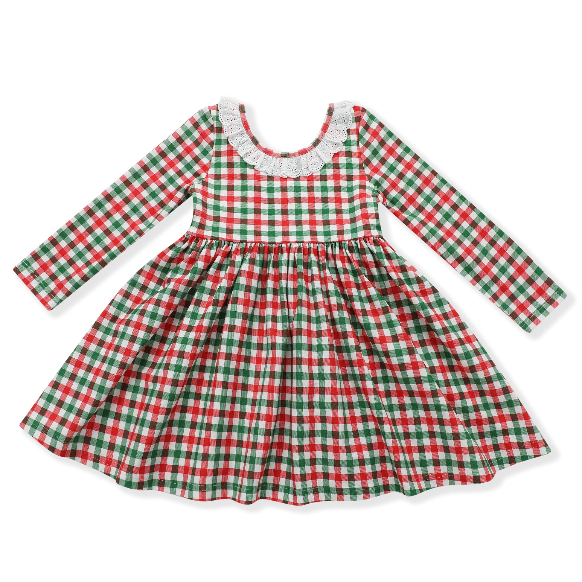 Swoon Baby Pine Holiday Gingham Twirl Dress