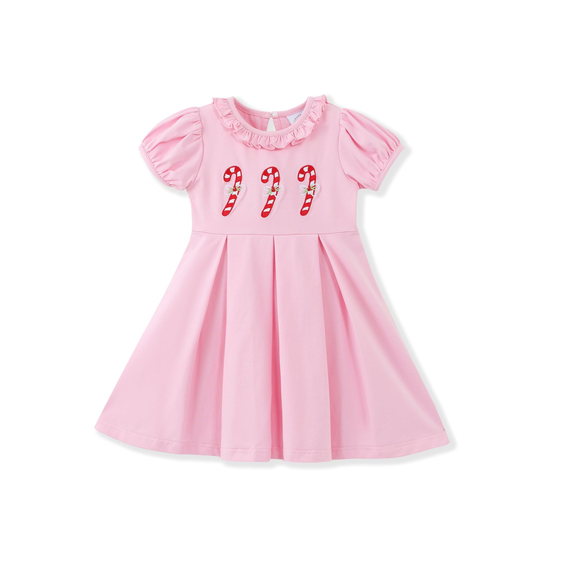 Swoon Baby Candy Cane Embroidered Pleat Dress