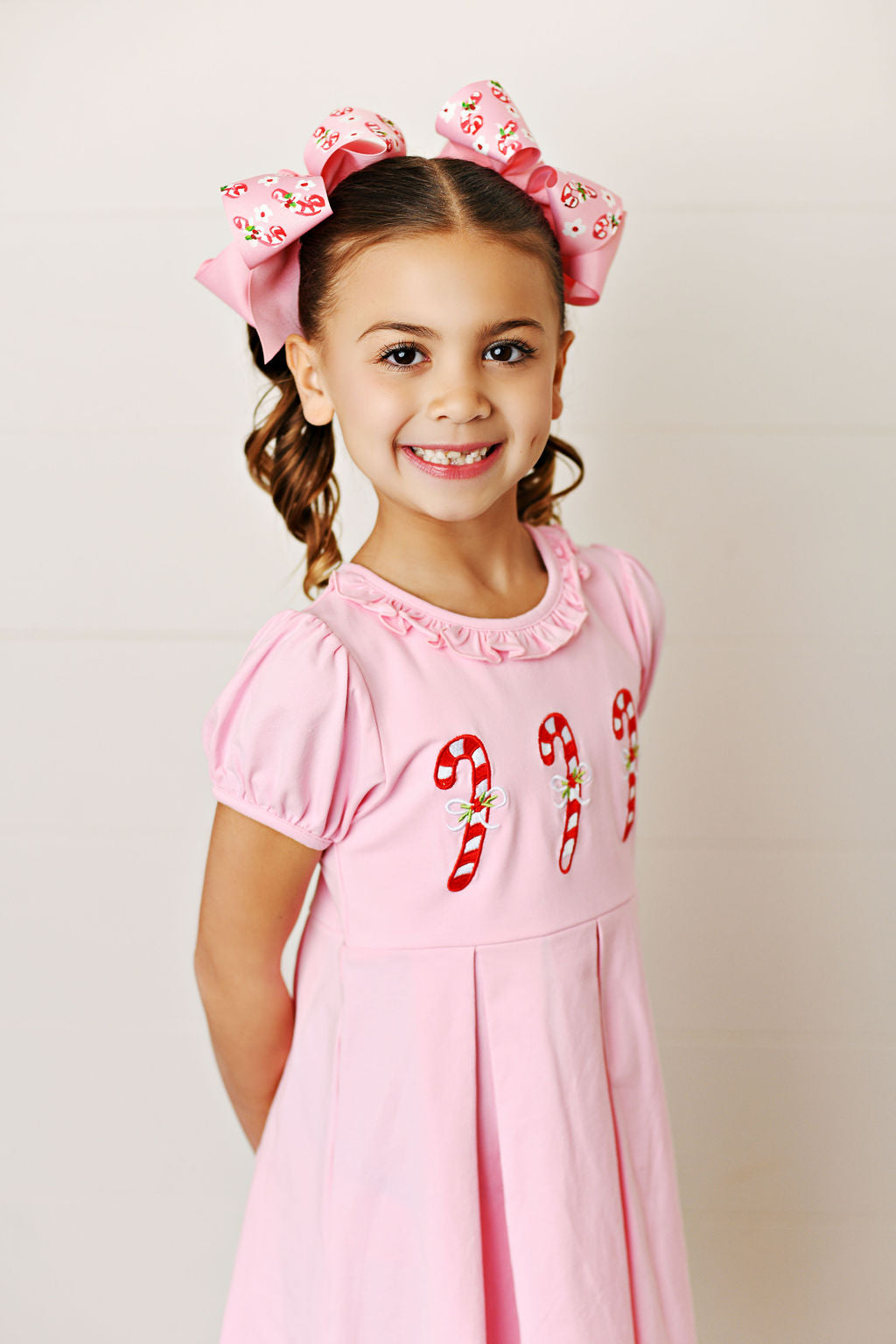 Swoon Baby Candy Cane Embroidered Pleat Dress