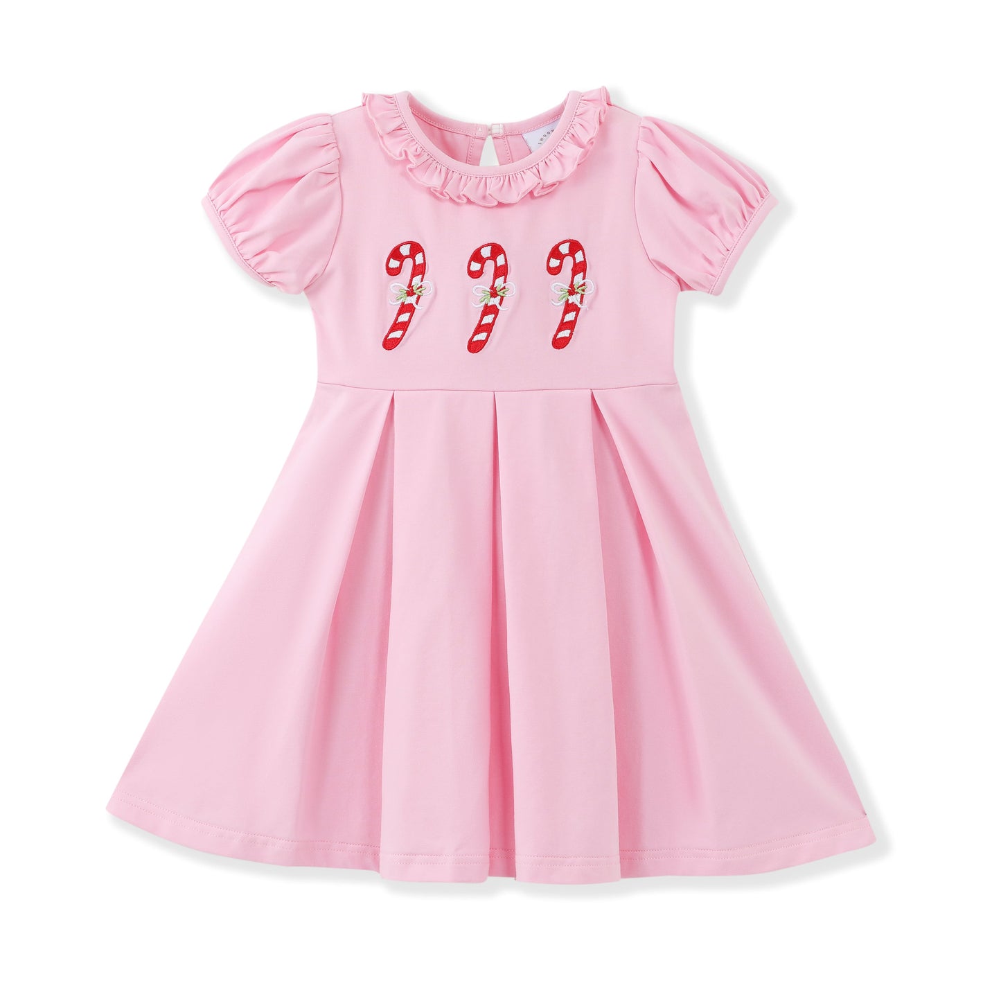 Swoon Baby Candy Cane Embroidered Pleat Dress