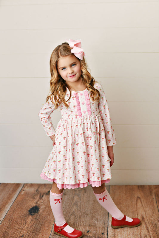 Swoon Baby Scalloped Candy Cane Bliss Eyelet Trim Dress
