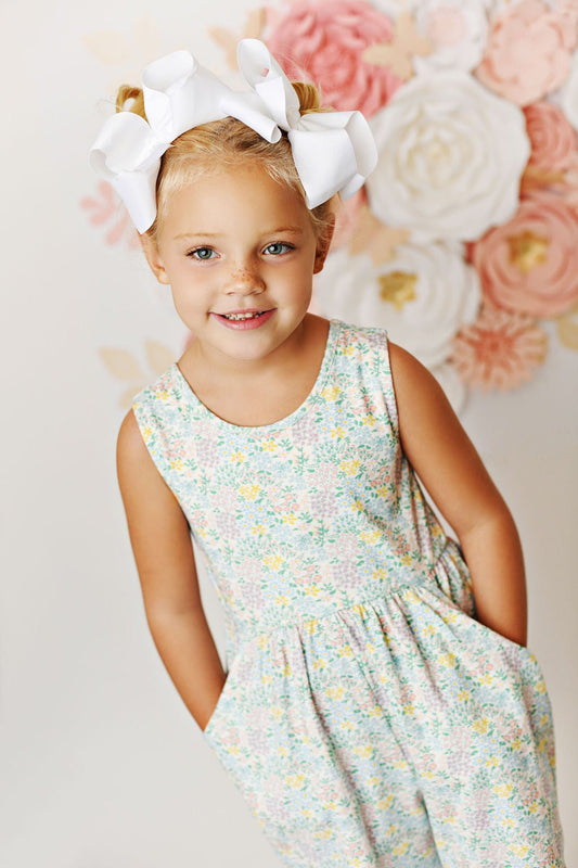 Swoon Baby Spring Ditsy Floral Bow Pocket Jumper