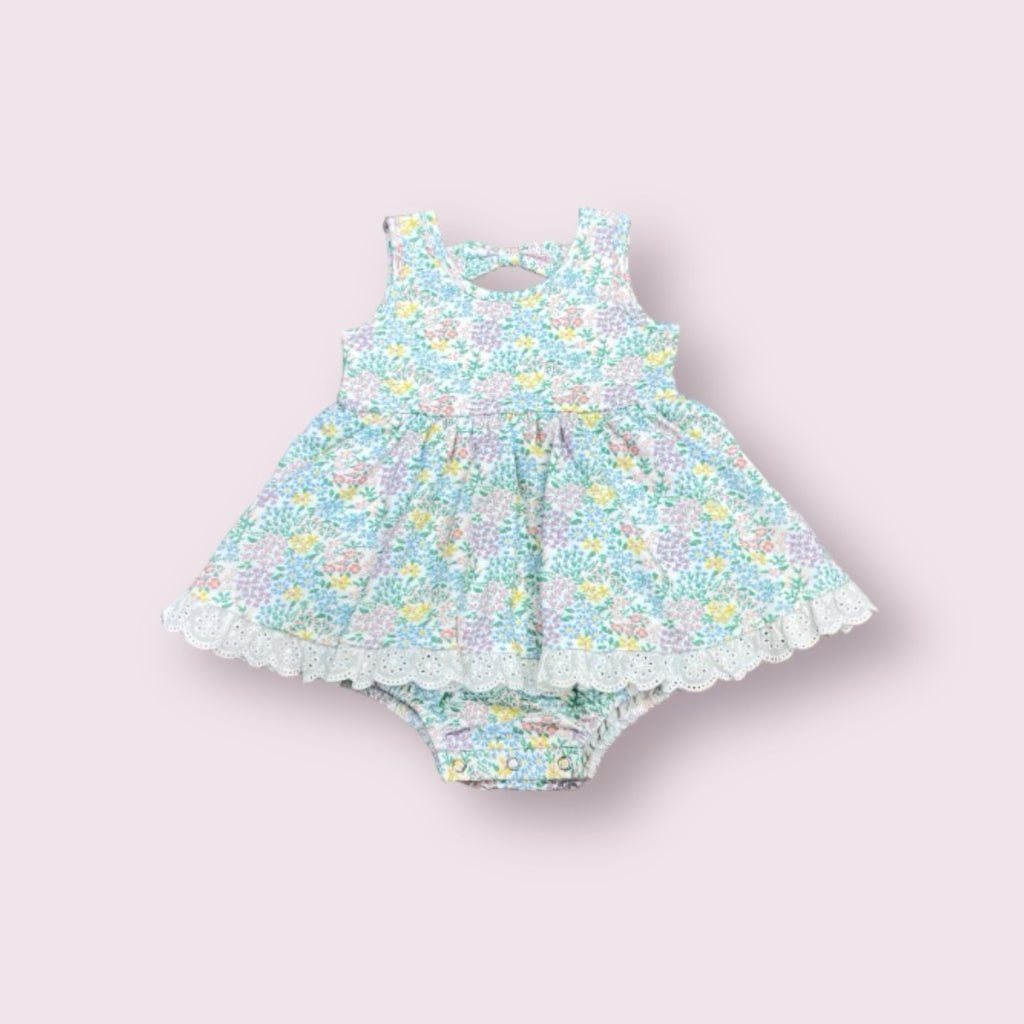Swoon Baby Ditsy Floral Eyelet Bow Bubble Dress