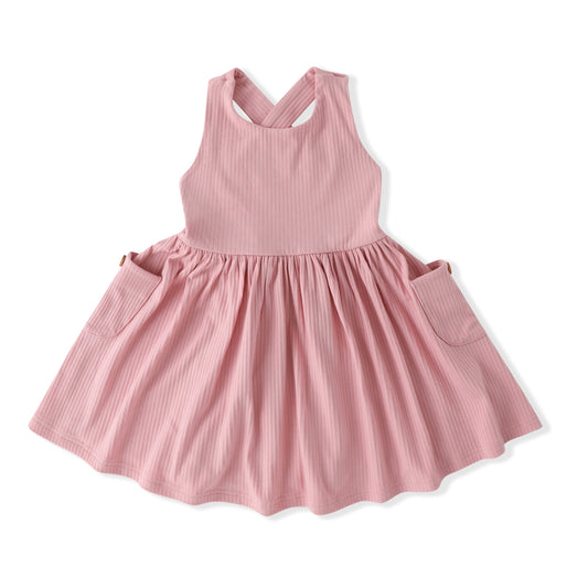 Swoon Baby Pink Ribbed Pocket Dress