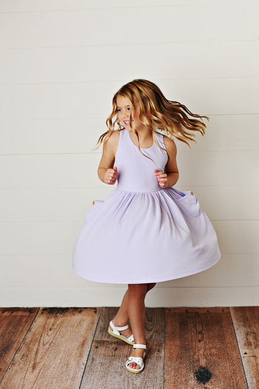 Swoon Baby Lilac Ribbed Pocket Dress