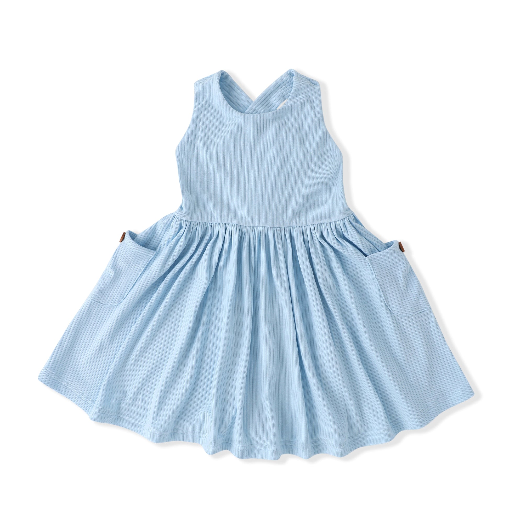 Swoon Baby Blue Ribbed Pocket Dress