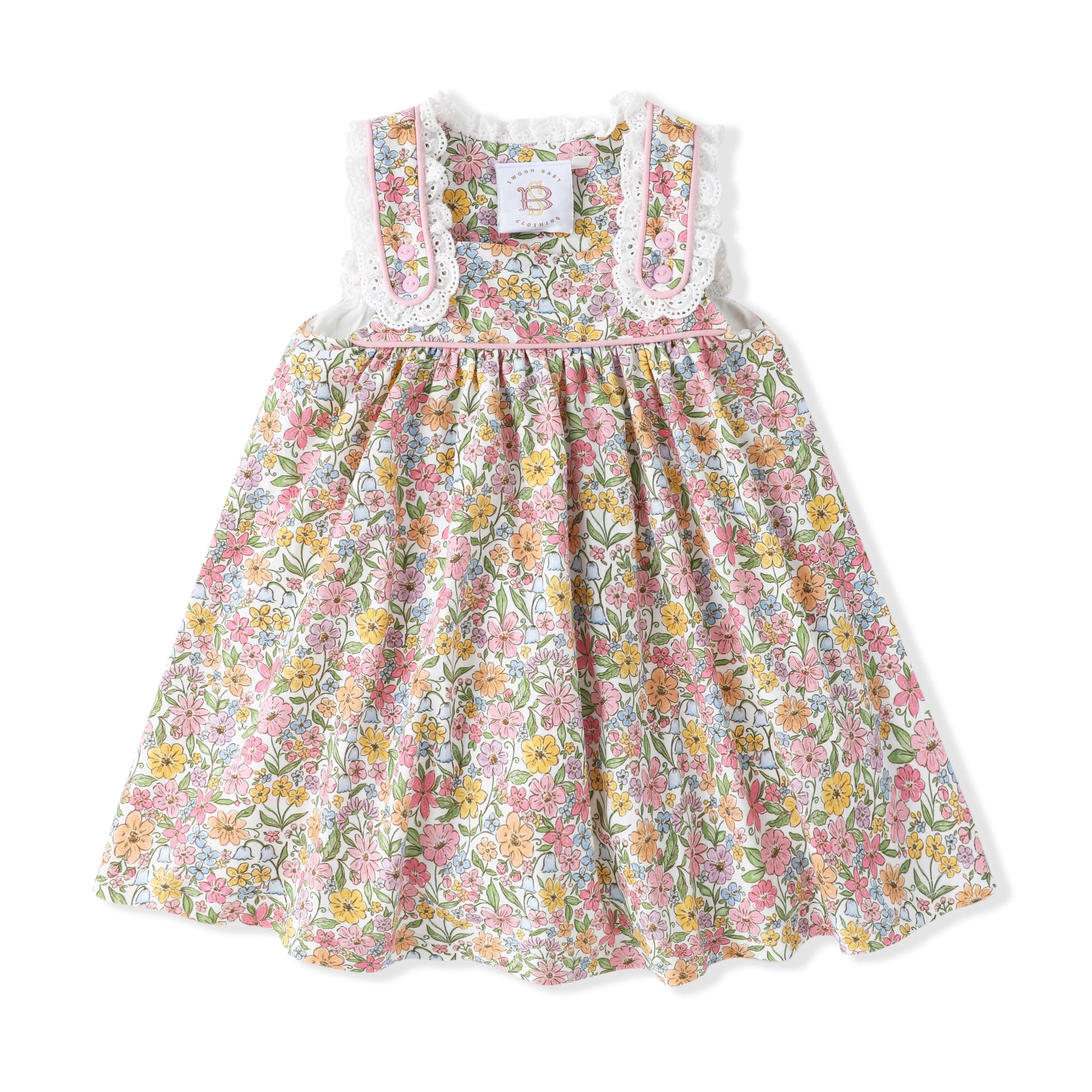 Swoon Baby Watercolor Bloom Eyelet Trim Knit Dress