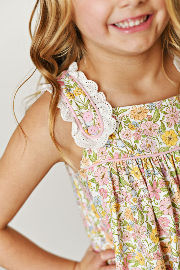 Swoon Baby Watercolor Bloom Eyelet Trim Knit Dress