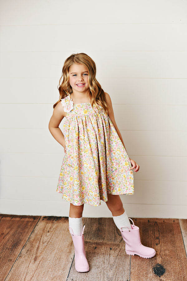 Swoon Baby Watercolor Bloom Eyelet Trim Knit Dress