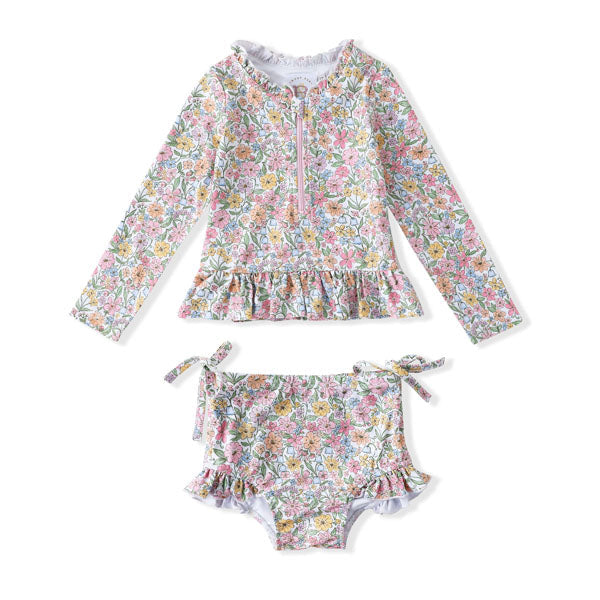 Swoon Baby Watercolor Bloom UPF 50 2 PC Rashguard 