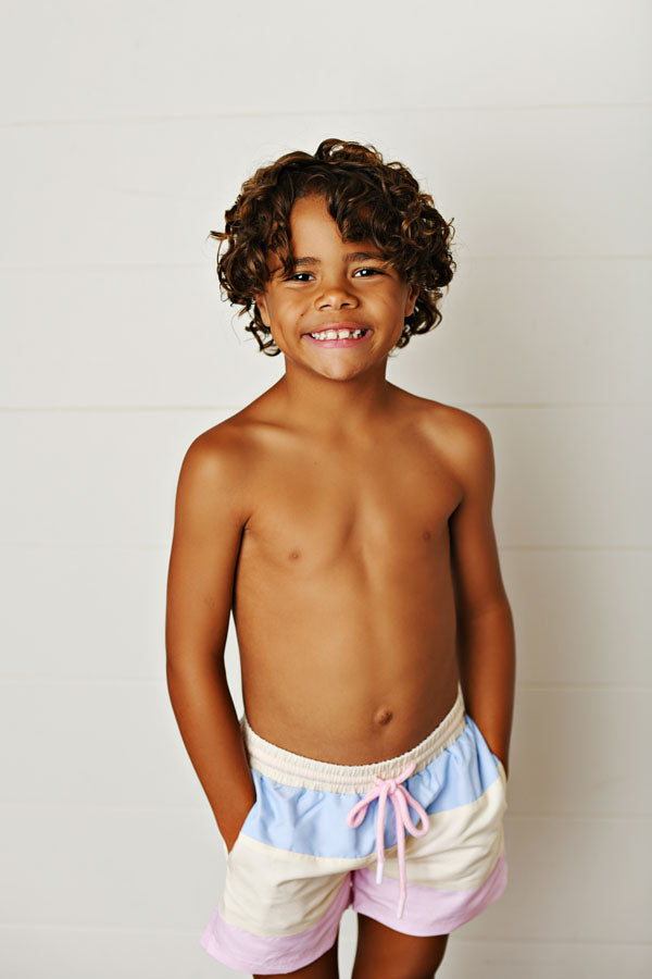 Swoon Baby Watercolor Bloom UPF 50 Boys Swim Trunks