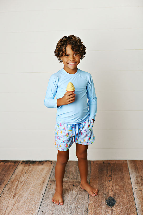 Swoon Baby Sail Away UPF 50 Boys Swim Trunks