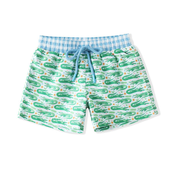 Swoon Baby Citrus Bloom Crocodile UPF 50 Boys Swim Trunks