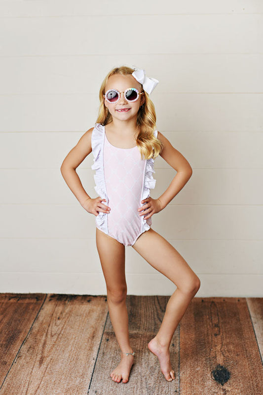 Swoon Baby Pretty Pink Ribbons & Bows UPF 50 1 PC Swimsuit