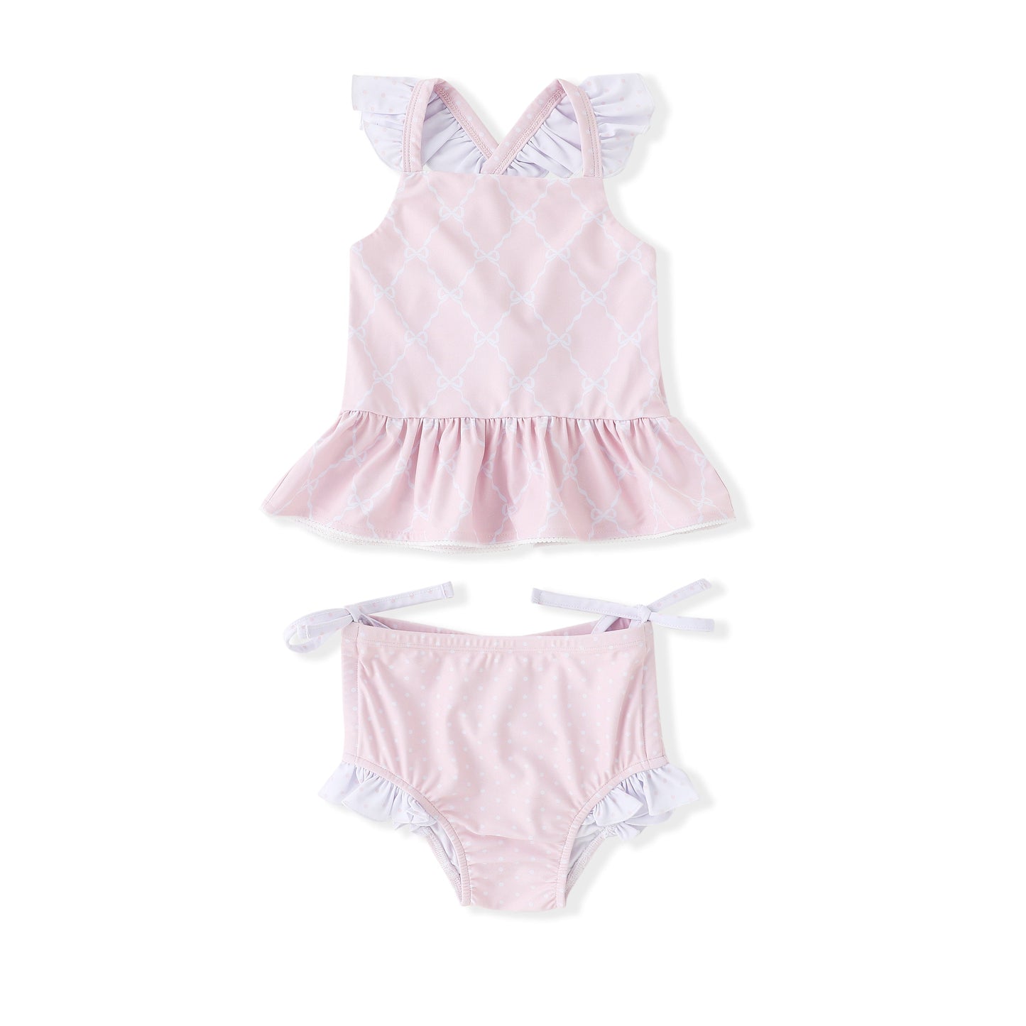 Swoon Baby Pretty Pink Ribbons & Bows UPF 50 2 PC Swimsuit