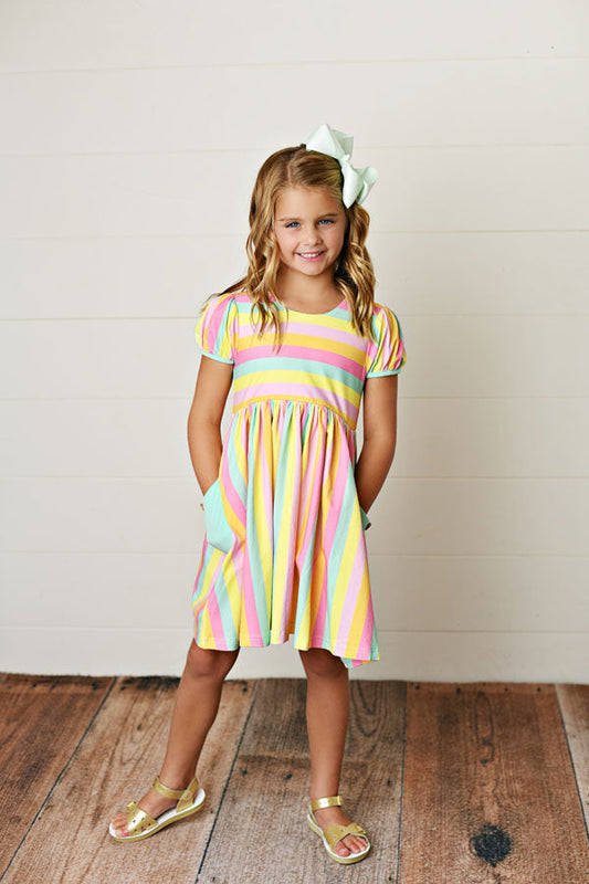 Swoon Baby Rainbows Stripes Pocket Dress Style SBS2570