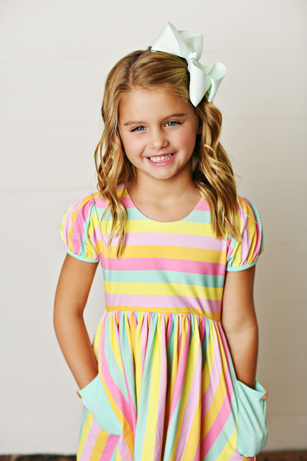 Swoon Baby Rainbows Stripes Pocket Dress Style SBS2570