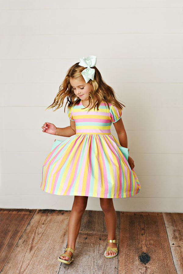 Swoon Baby Rainbows Stripes Pocket Dress Style SBS2570