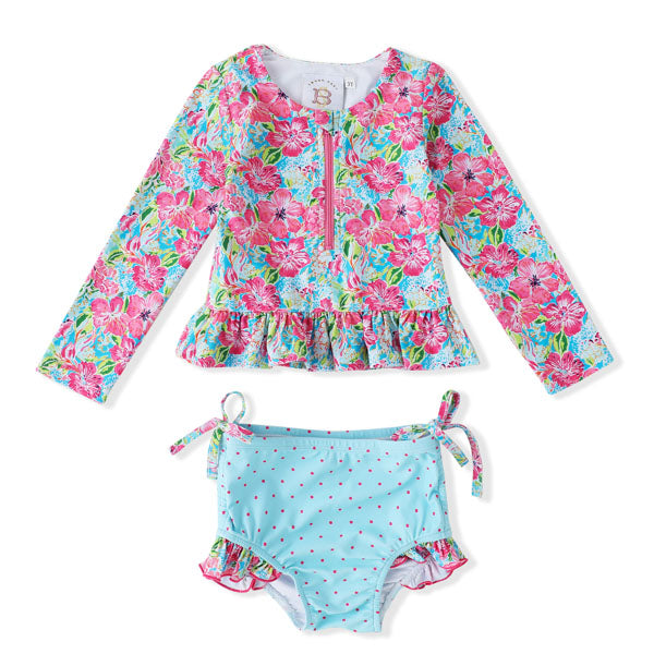 Swoon Baby Hawaiian Bloom UPF 50 2 PC Long Sleeve Swimsuit