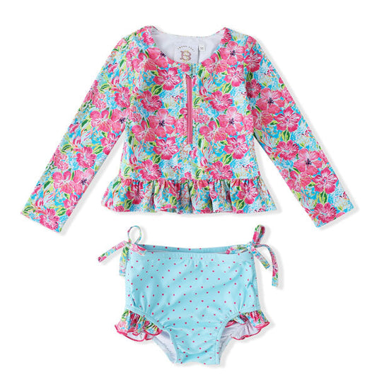 Swoon Baby Hawaiian Bloom UPF 50 2 PC Long Sleeve Swimsuit