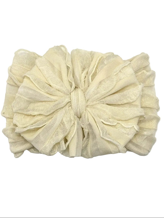 In Awe Couture Ruffled Headband- Sugar Cookie