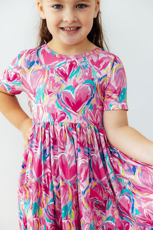Mila and Rose Sweetheart Scribble S/S Pocket Twirl Dress