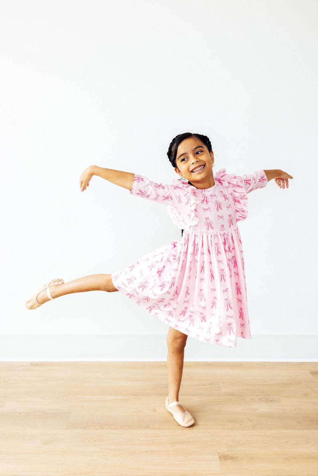 Mila & Rose Twirling en Pointe 3/4 Sleeve Ruffle Twirl Dress