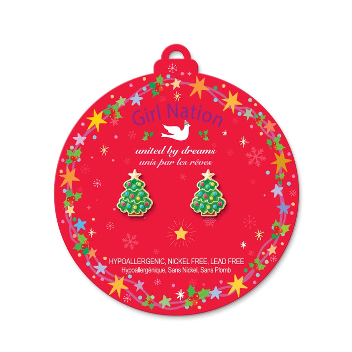 Girl Nation Cutie Stud Earrings - Happy Christmas Tree