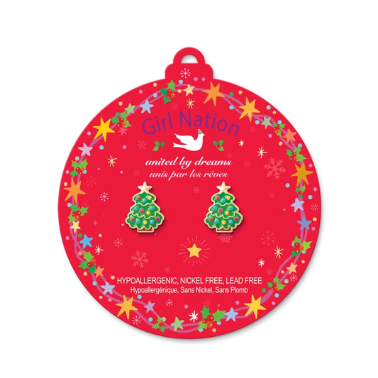 Girl Nation Cutie Stud Earrings - Happy Christmas Tree