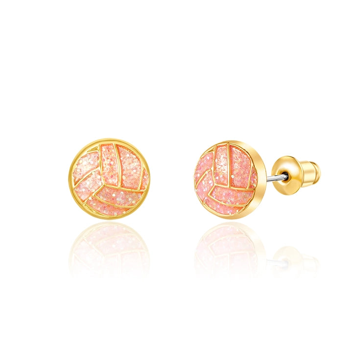 Girl Nation Cutie Stud Earrings - Glitter Volleyball