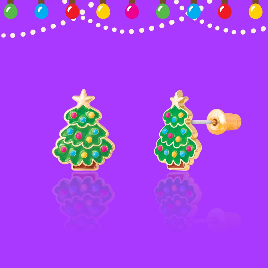 Girl Nation Cutie Stud Earrings - Happy Christmas Tree