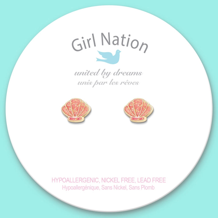 Girl Nation Cutie Stud Earrings - Shell-abrate