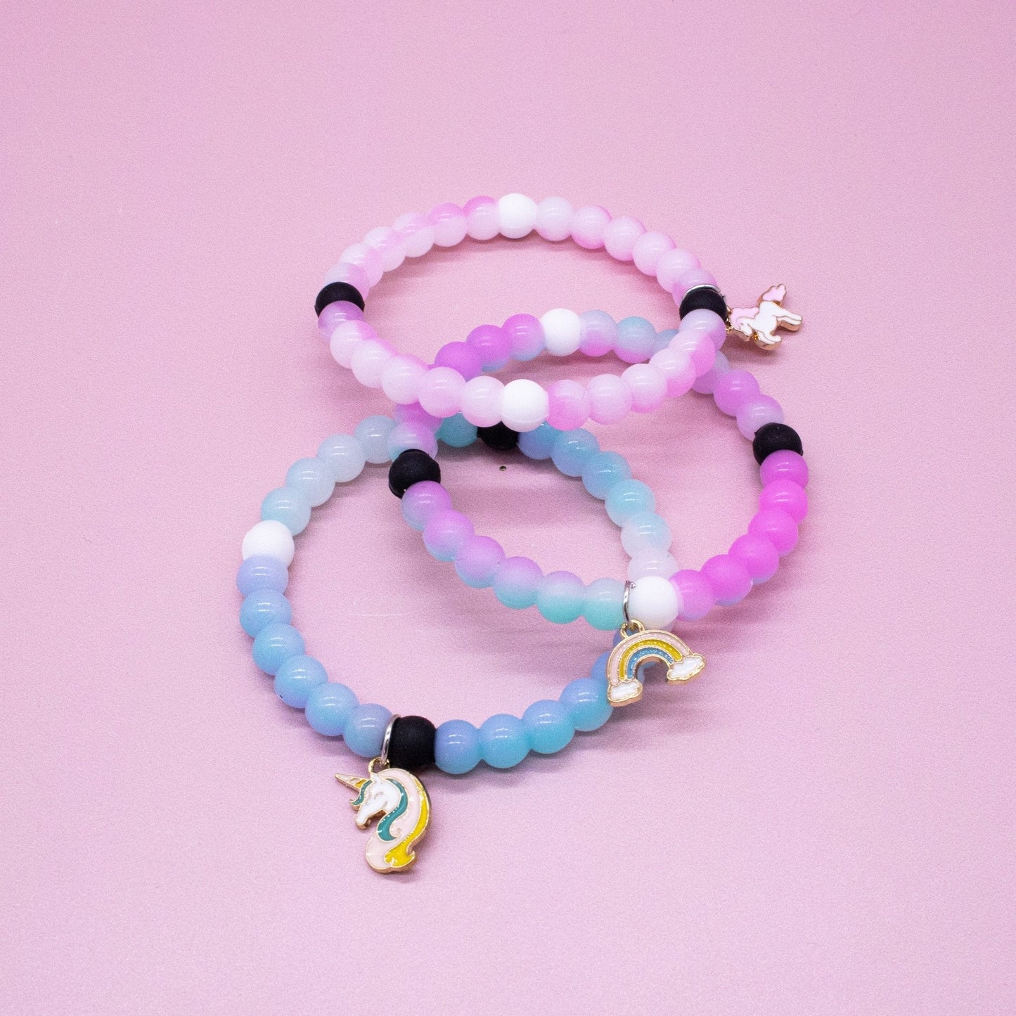 Frog Sac Glow in the Dark Unicorn Charm Bubble Bracelets