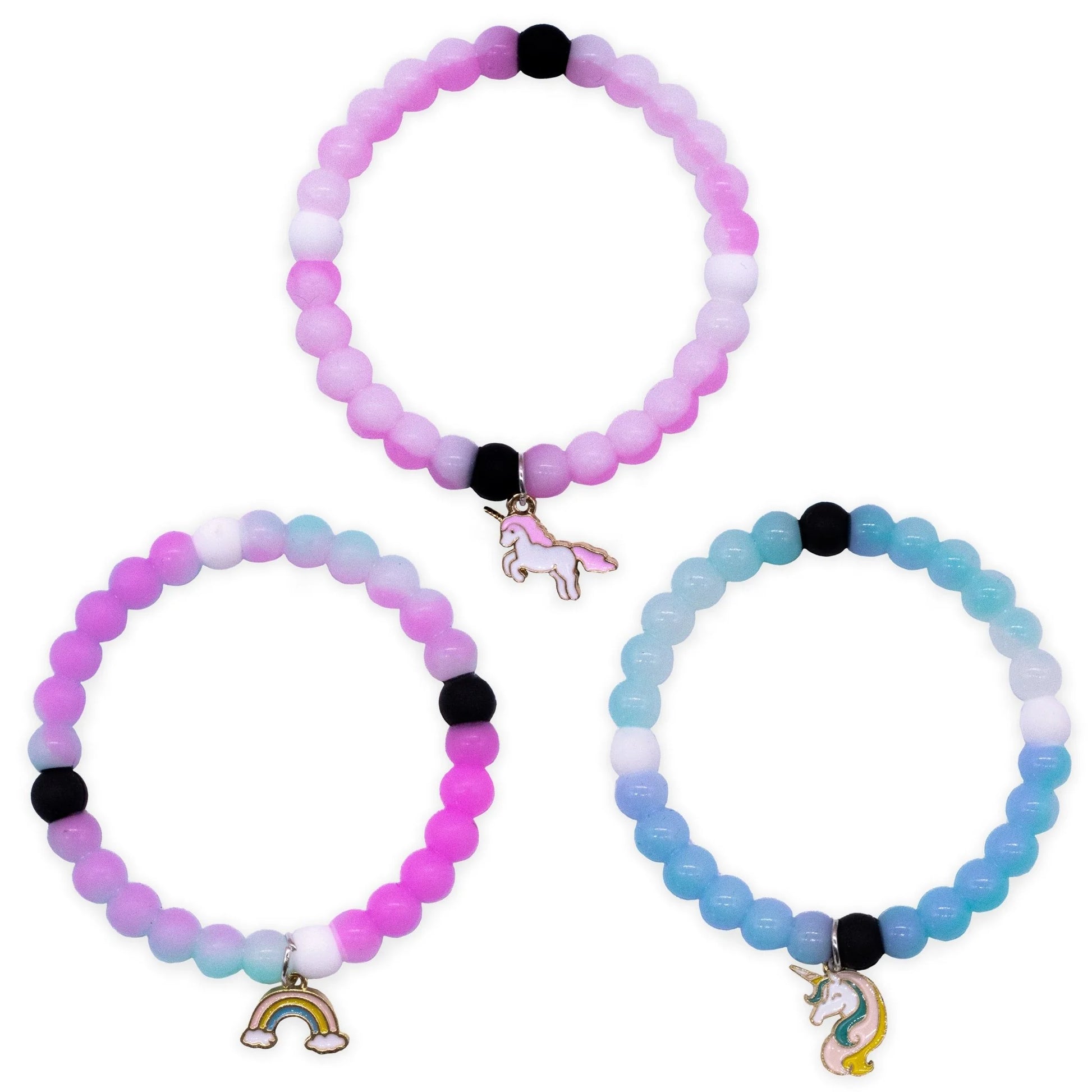 Frog Sac Glow in the Dark Unicorn Charm Bubble Bracelets